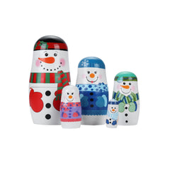 Yoption snowman nesting dolls set shown from the front for festive display