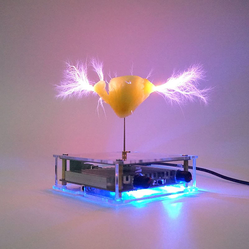 Yoqanr solid-state Tesla coil top view highlights compact design.