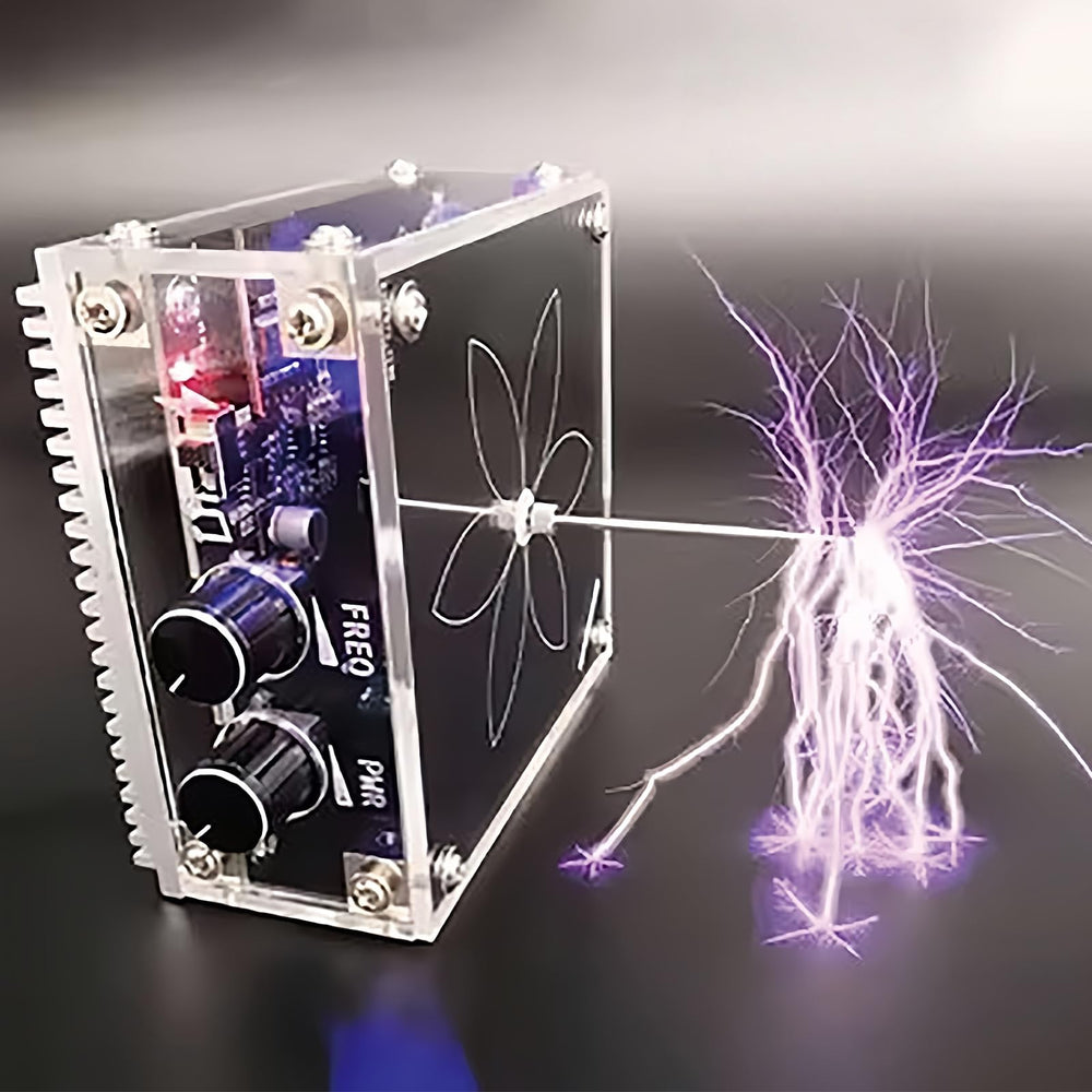 Yoqanr compact desktop Tesla coil design ideal for classroom or desk display.