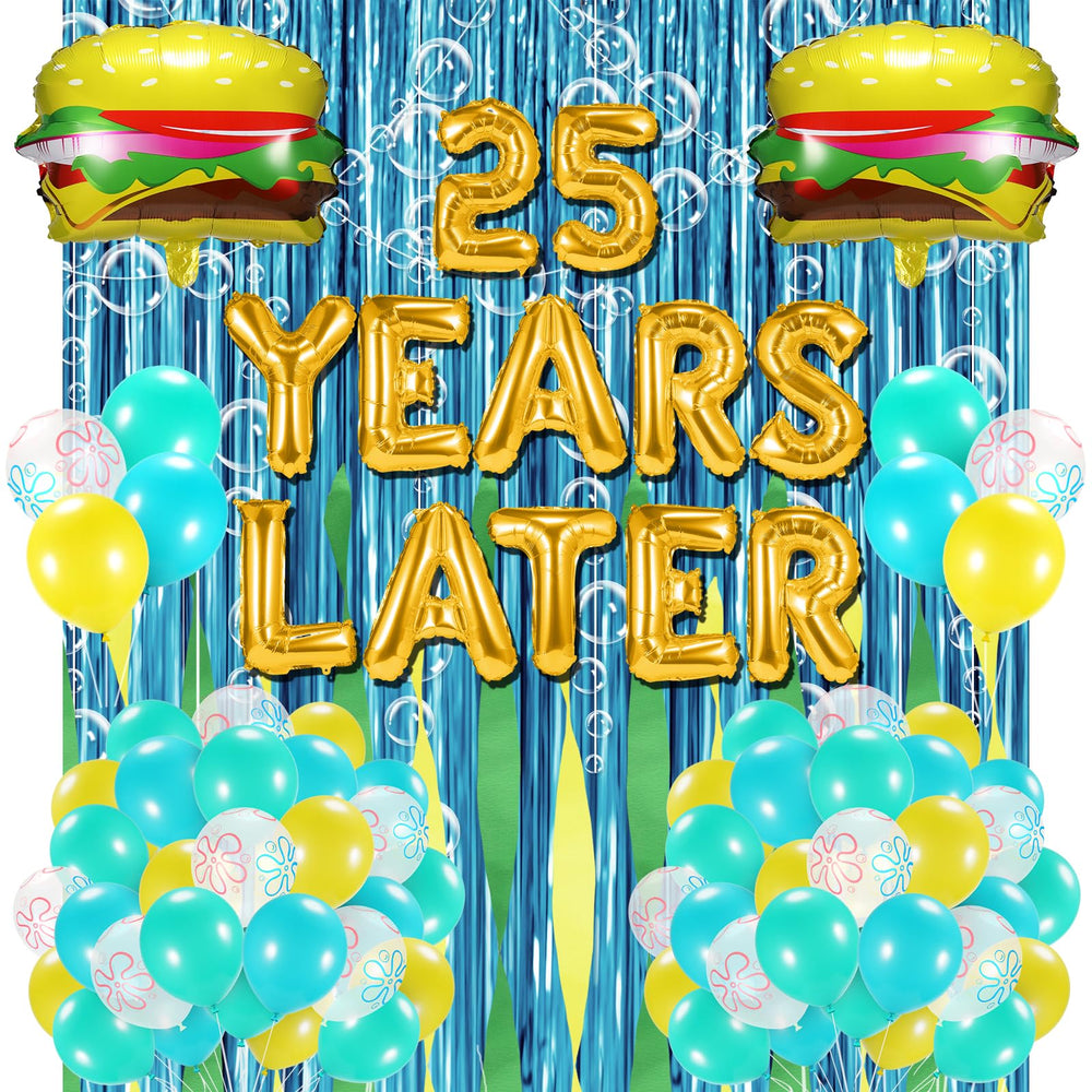 YORR 25 Years Later letter balloons create a bold ocean-themed centerpiece.