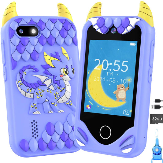 Yosfeng Kids Smart Phone with dual cameras capturing memories during playtime.
