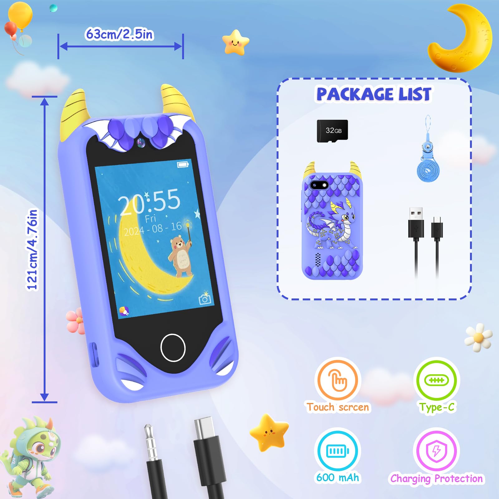Yosfeng Kids Smart Phone on the go with long standby for travel.