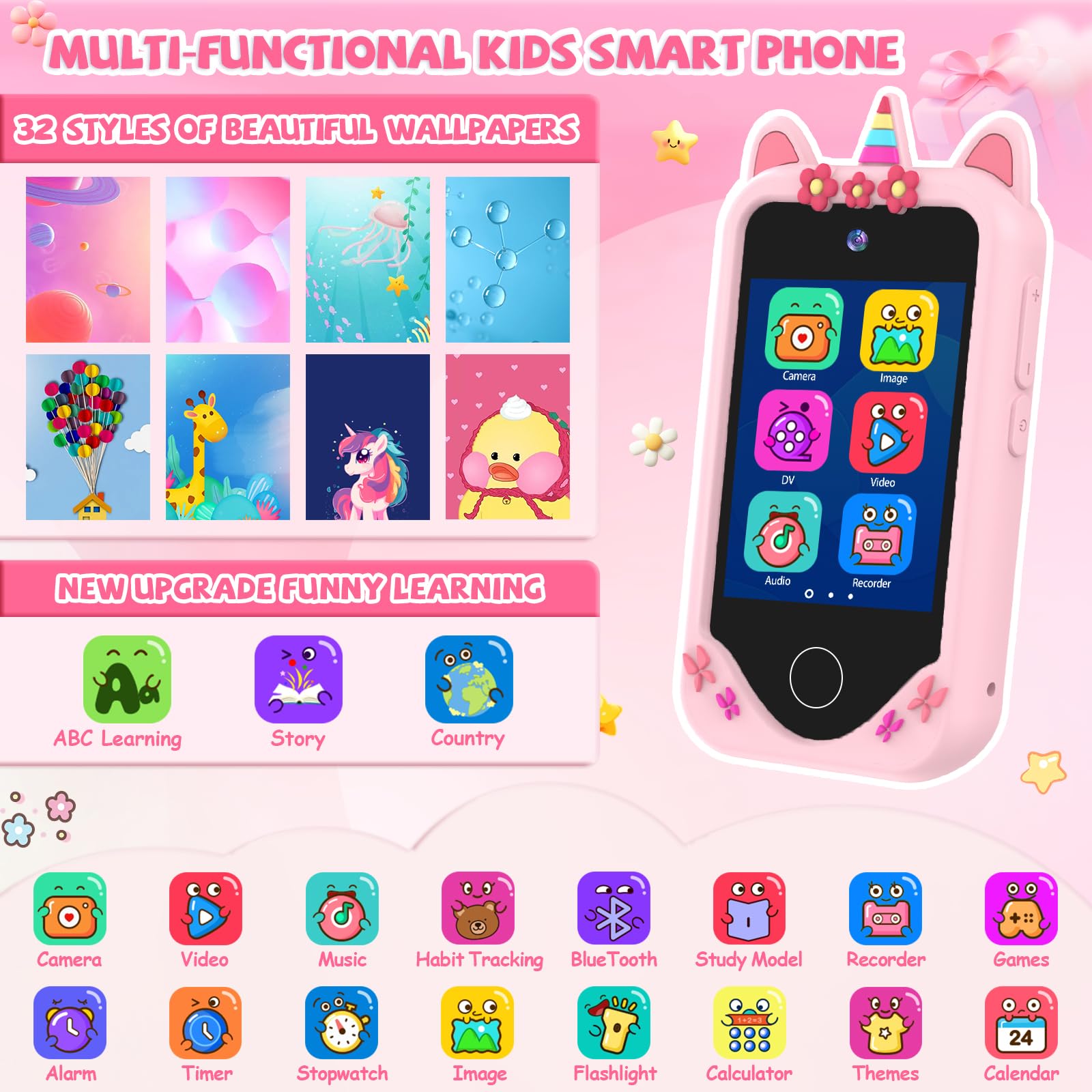 Yosfeng Kids Smart Phone touchscreen invites interactive play and exploration.