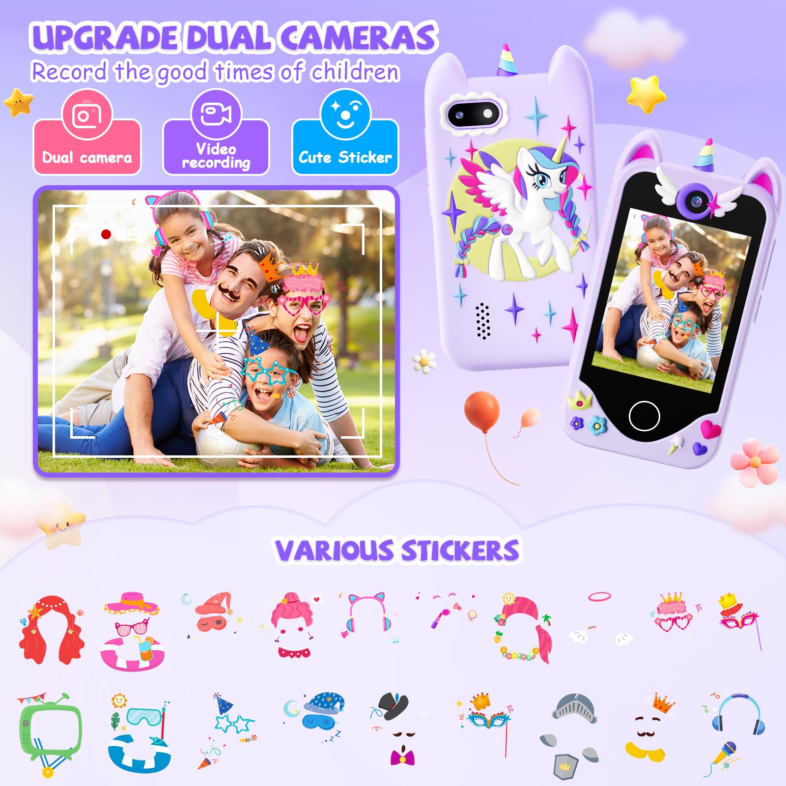 Yosfeng Kids Phone 32gb-card stores stories and songs.