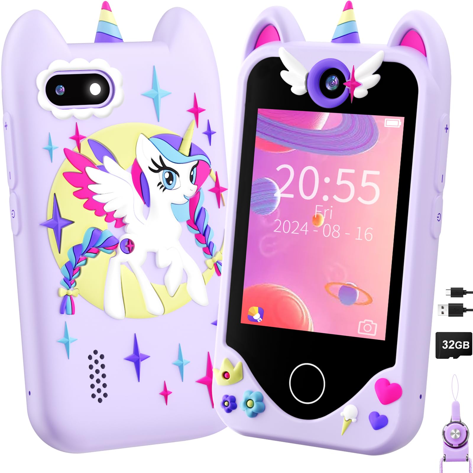 Yosfeng Kids Phone touchscreen for intuitive play and early learning.
