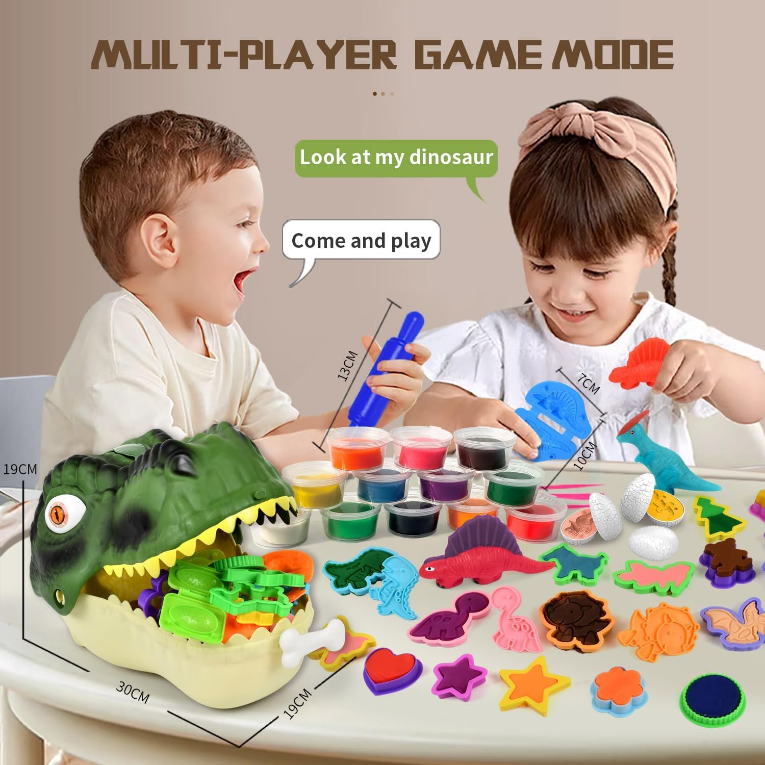 Yositochuan dinosaur figures and molds inspire storytelling and role play.