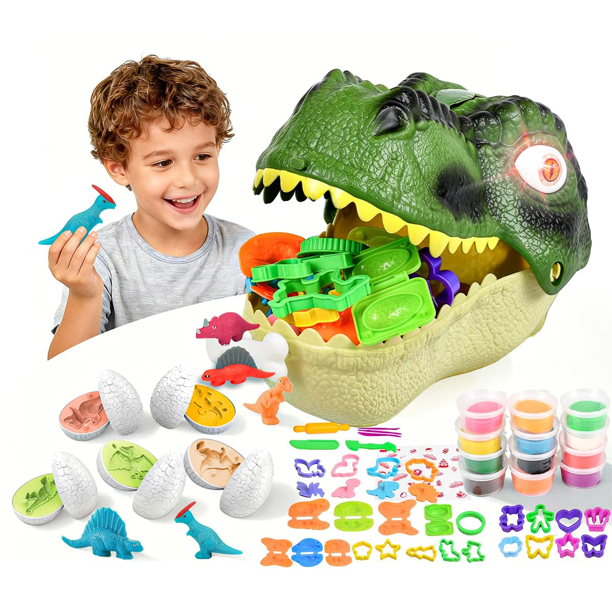 Yositochuan dinosaur dough playset with molds boosts creative sculpting.