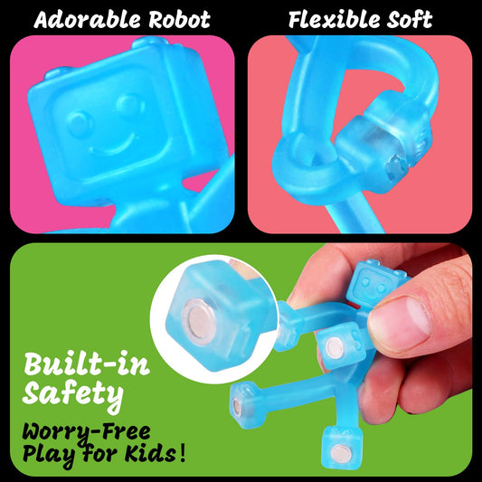 YOTNUS translucent blue robot magnets encourage interactive construction and color exploration.
