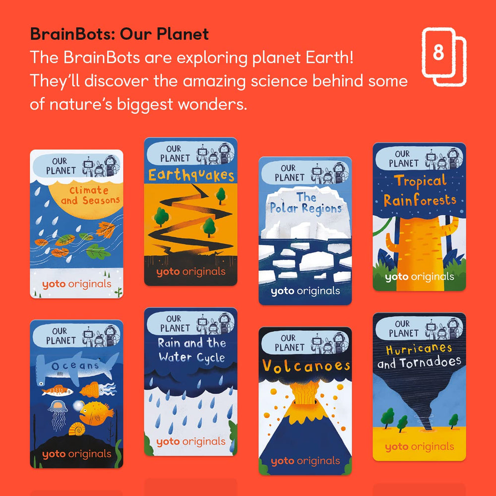 Yoto BrainBots Our Planet with the Player setup showing easy card insertion