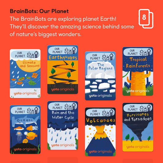 Yoto BrainBots Our Planet with the Player setup showing easy card insertion