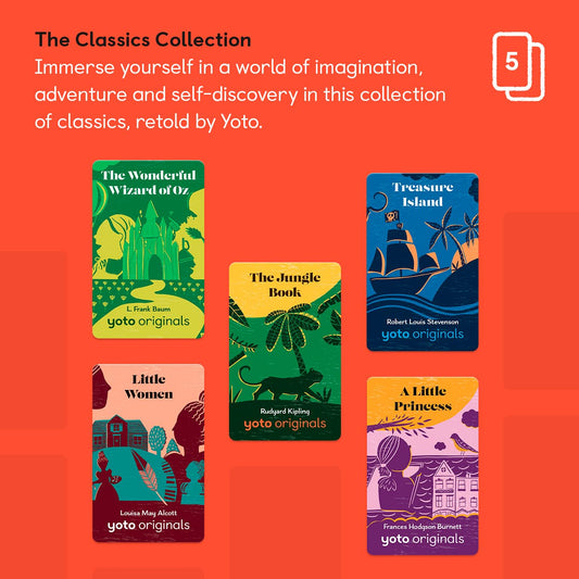 YOTO Classics card front displays story title art inviting kids to start adventures.