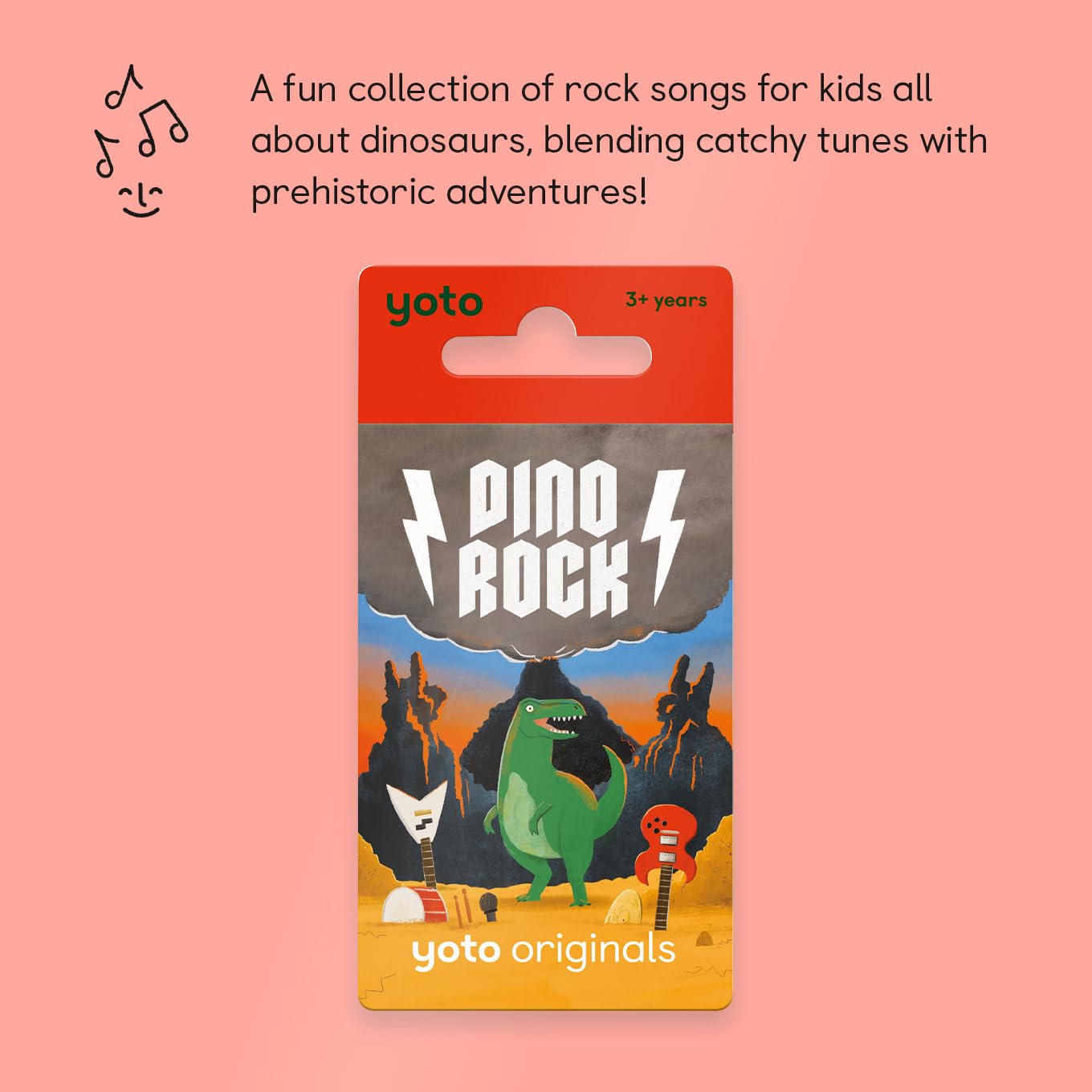 YOTO Dino Rock card in Player demonstrating screen-free play