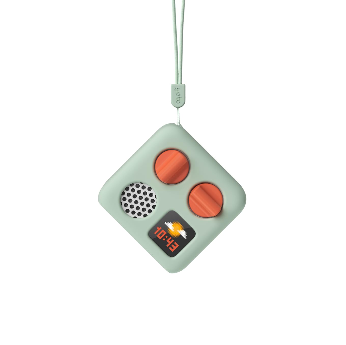 Yoto Mini Adventure Jacket Frog Soup Green protects the device while keeping ports accessible.