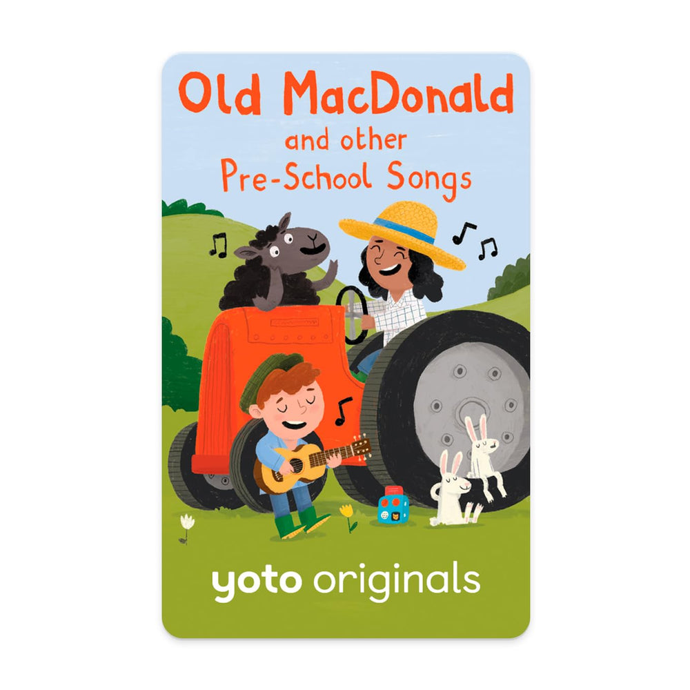 Yoto Old MacDonald card ready to slot into the player for screen-free listening.