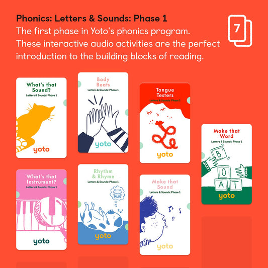 YOTO Phonics Phase 1 card What’s That Instrument supports auditory discrimination for kids.