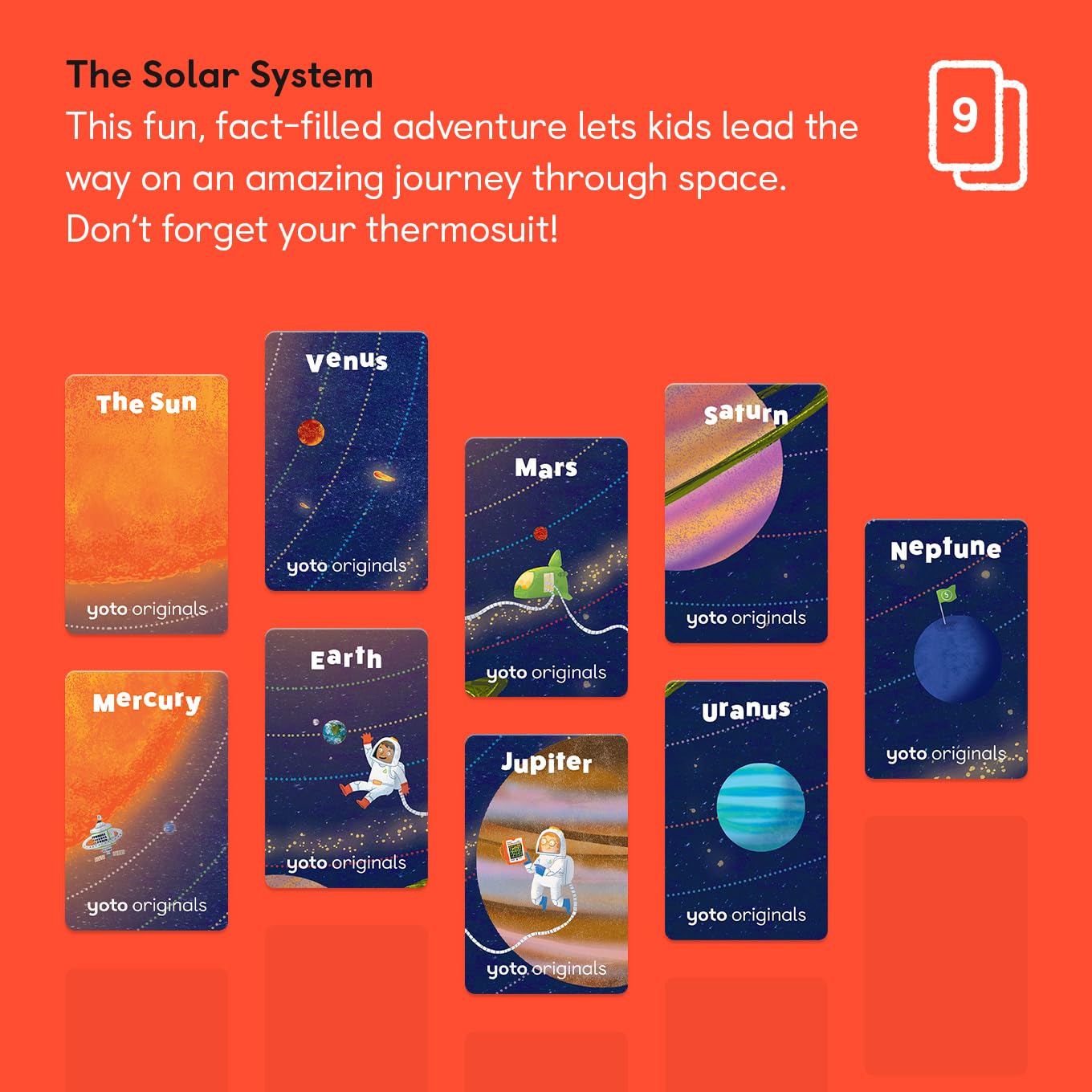 YOTO Solar System eight planets card inviting learning through each planet