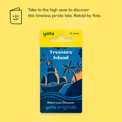 Back of YOTO Treasure Island card with running time and usage notes