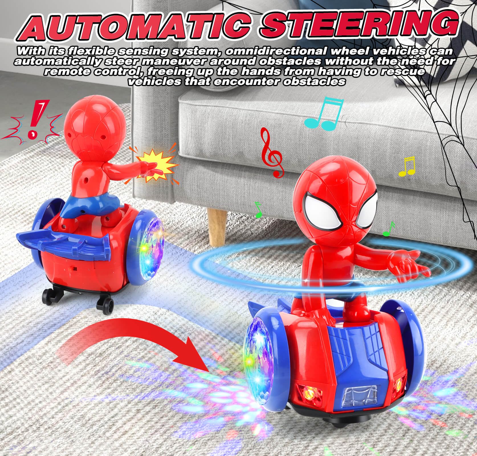 YOTOY Dancing Spider spins to dynamic music for lively play.