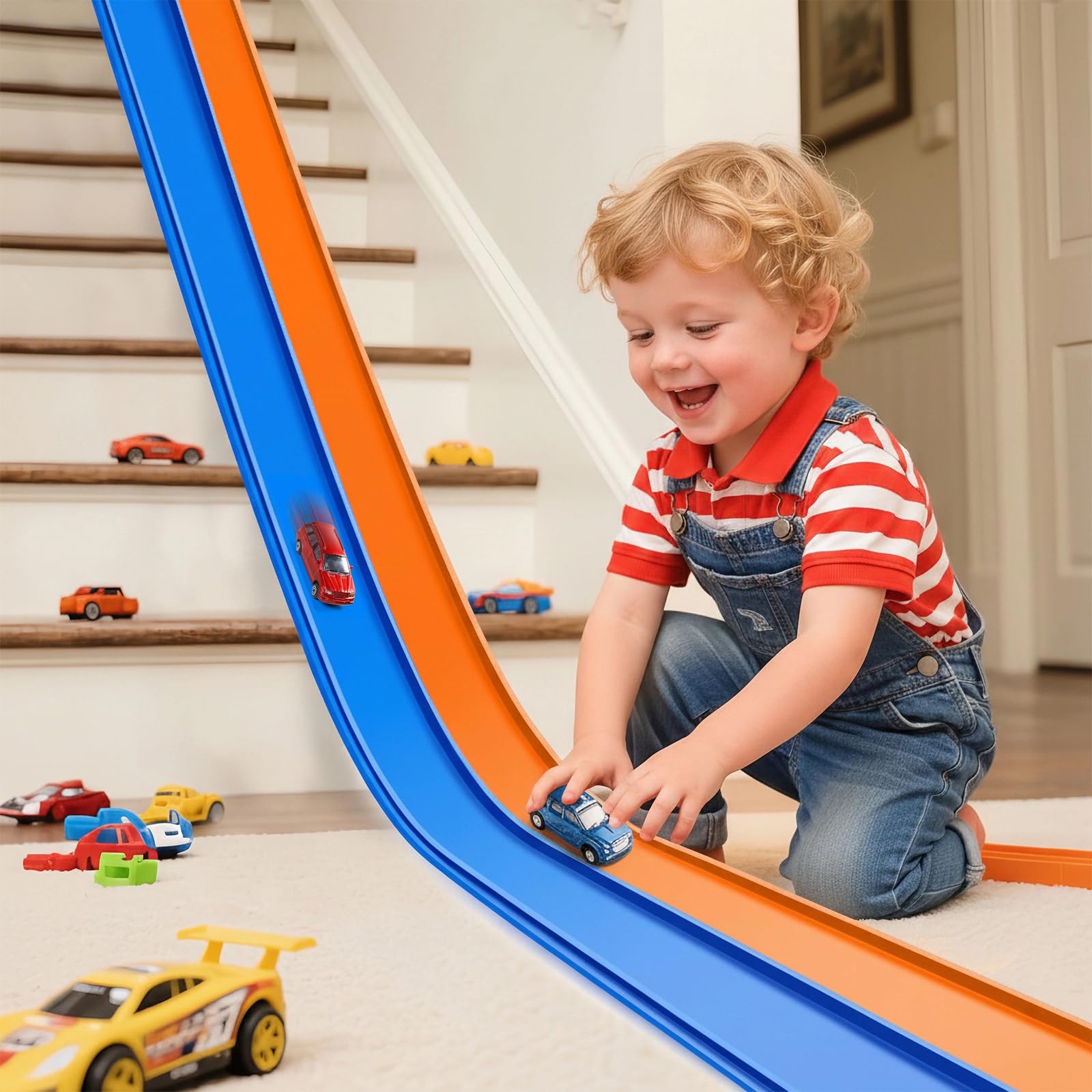Yottix 15ft flexible race track enabling unlimited shape creativity for kids