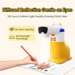 Yoturetoys AI Drawing Projector low-blue-light screen protects young eyes during use.