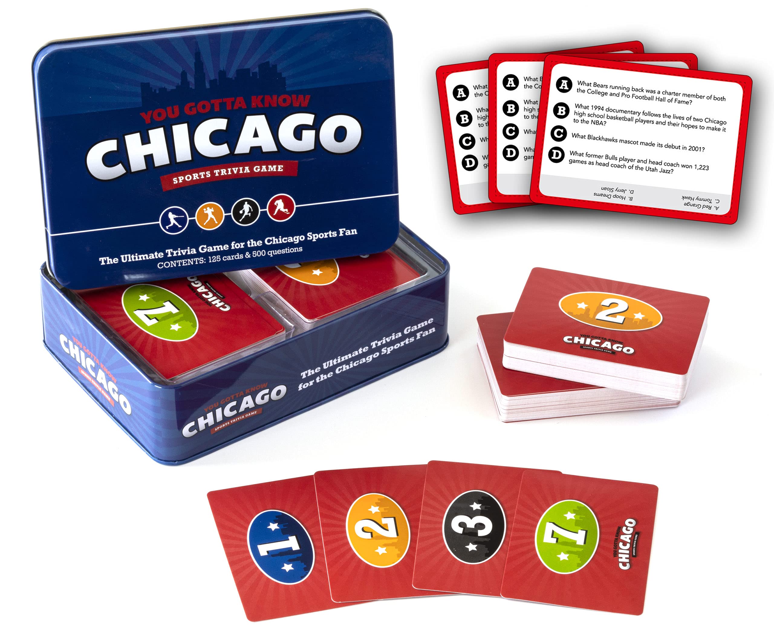You Gotta Know Chicago trivia cards highlight 500 questions for engaging game nights.