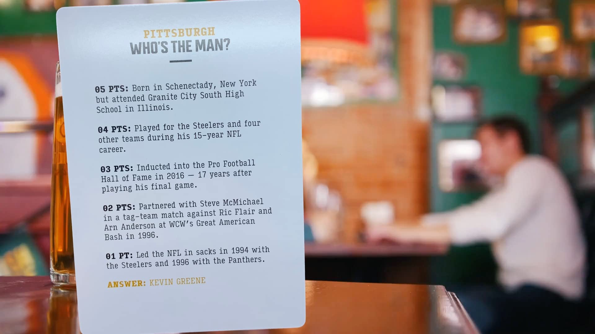 You Gotta Know's Who's the Man? score-tracker boosts competitive fun during team play.