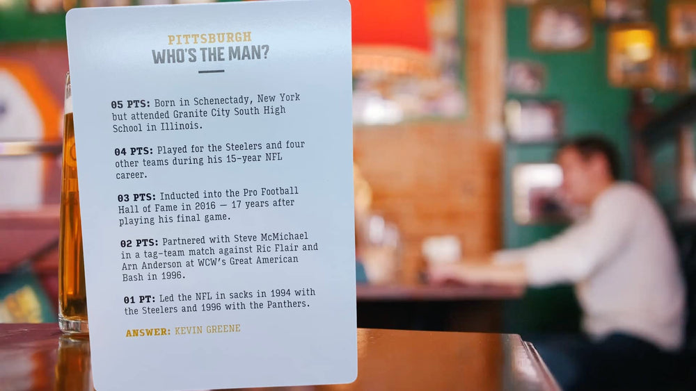 You Gotta Know's Who's the Man? score-tracker boosts competitive fun during team play.