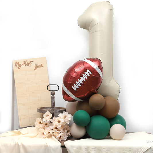 YOUAME football-theme balloons assembly enhances sports birthday ambiance
