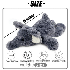 YOUBLEK gray elephant weighted plush close-up fabric highlights soft, durable material.