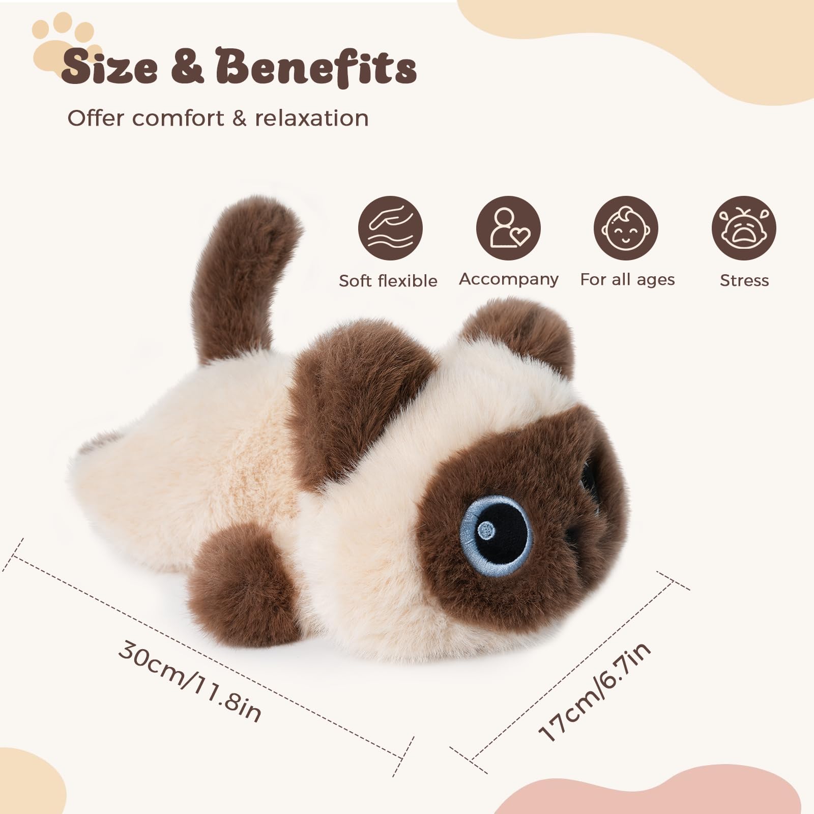 YOUBLEK Siamese Cat bedtime companion for restful nights.