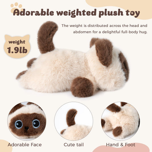 YOUBLEK Siamese Cat cuddle plush toy offers soft, cozy companionship.