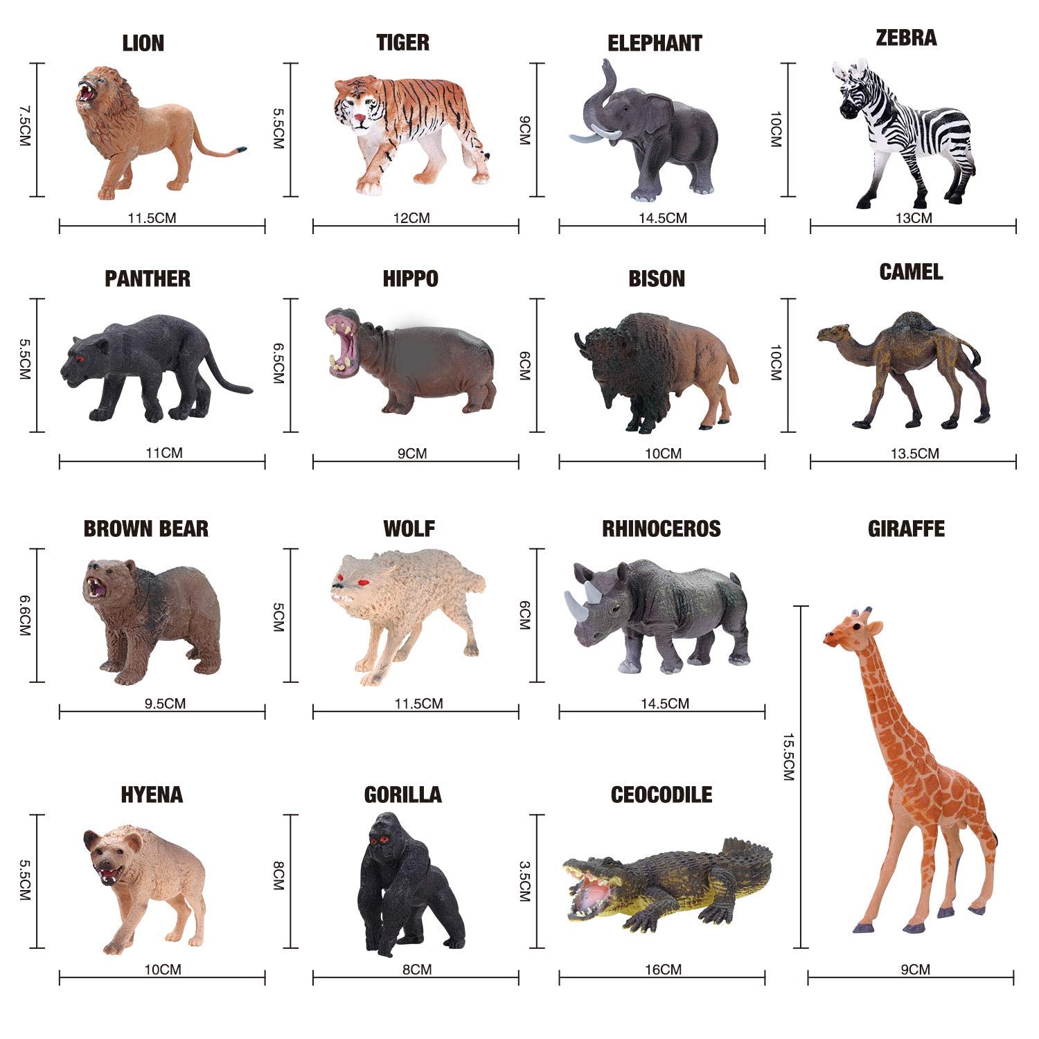 YouCute elephant figure from the 15-animal set for realistic safari exploration