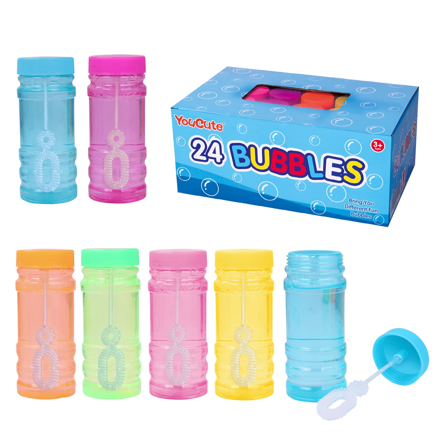 YouCute Bubbles 24-pack colorful bubbles for outdoor playtime