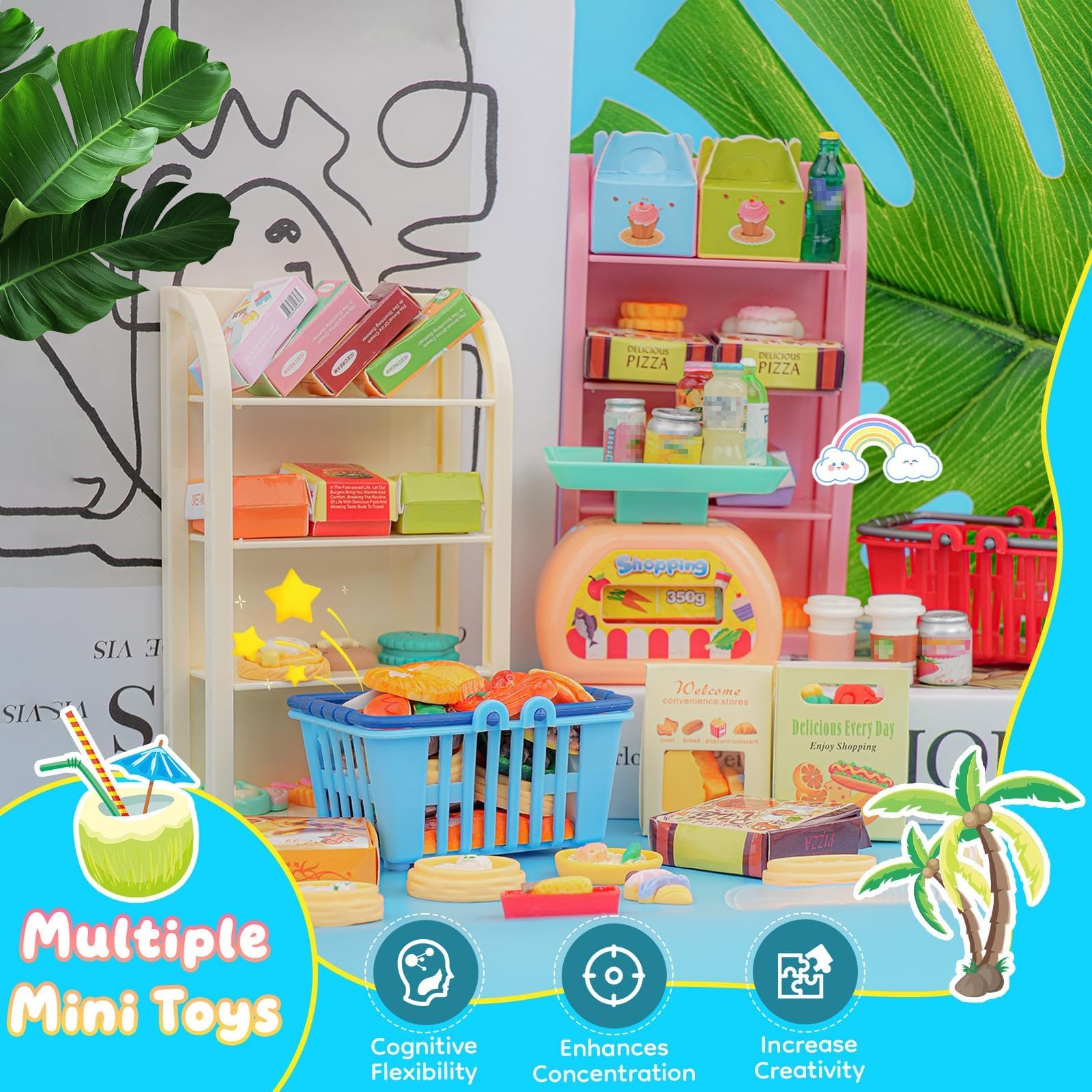 YOUHORYA dollhouse store shelf set for organized display play