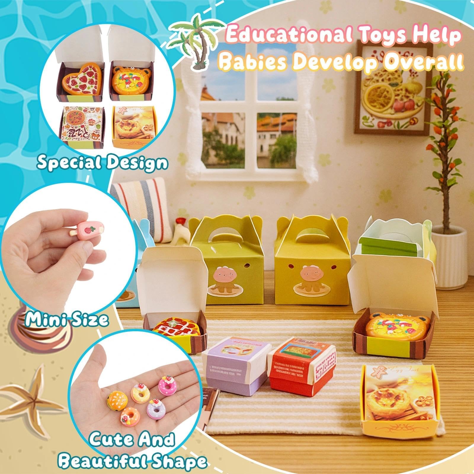 YOUHORYA miniature pizza donuts burgers for kitchen pretend play