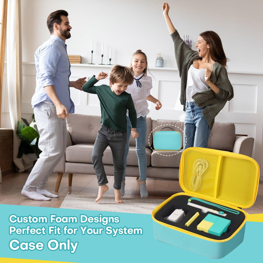 YouKnow teal case shields from drops, dust, and scratches during travel