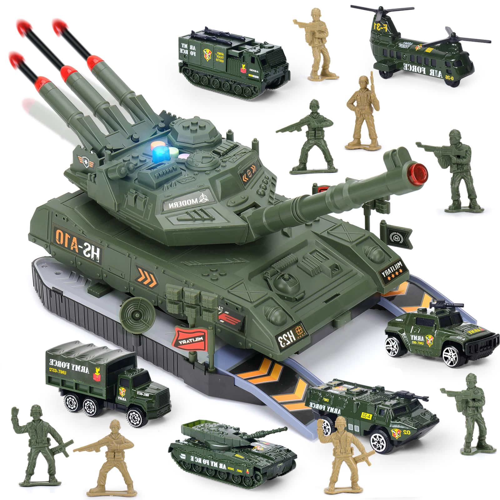 Youlechen army tank set box image highlighting durable construction for imaginative play.