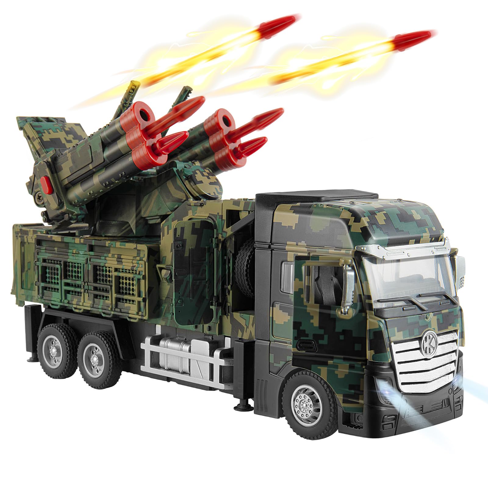 Youlechen Army missile truck with six-launcher detail for imaginative battles and pretend missions.