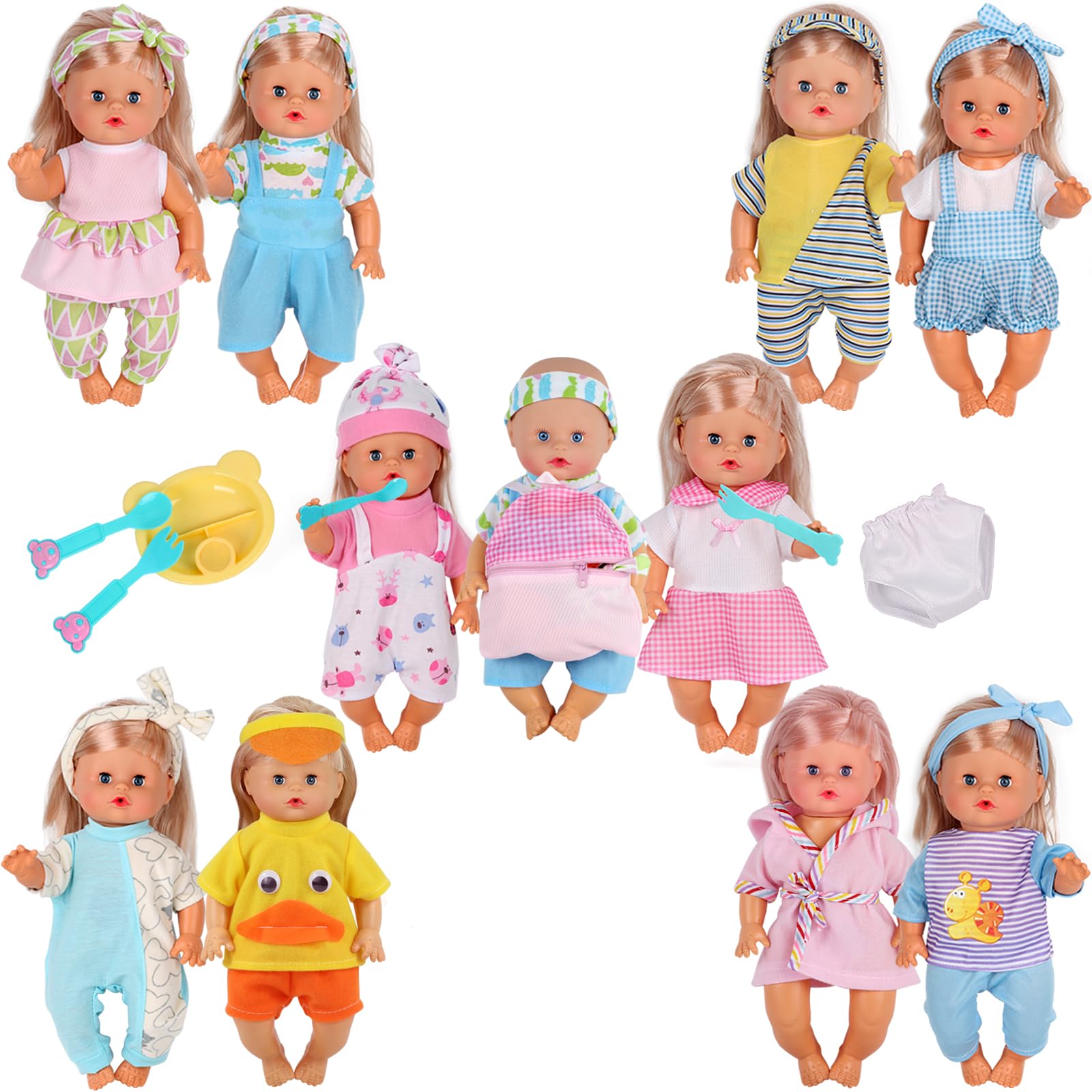 Young Buds 10-12 inch doll clothes set with colorful outfits for creative play