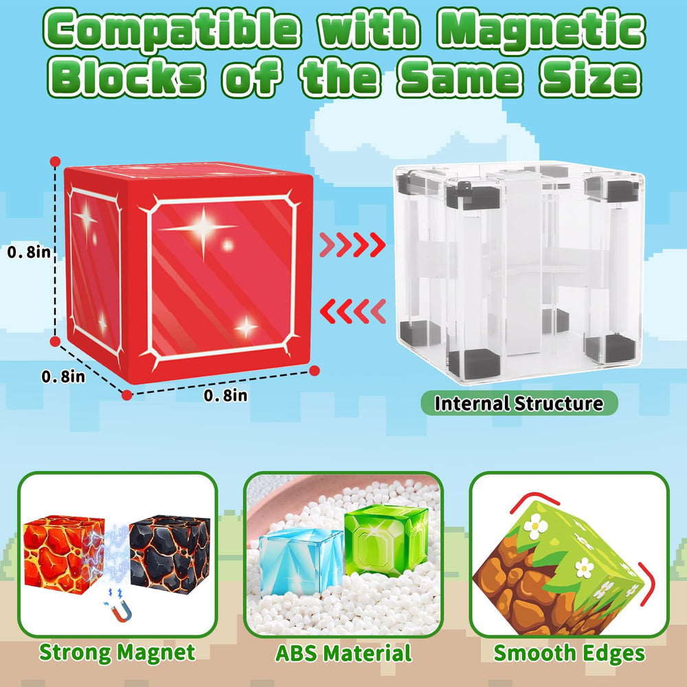 Youngyes magnetic blocks cubes close-up highlight safe, smooth edges for play.