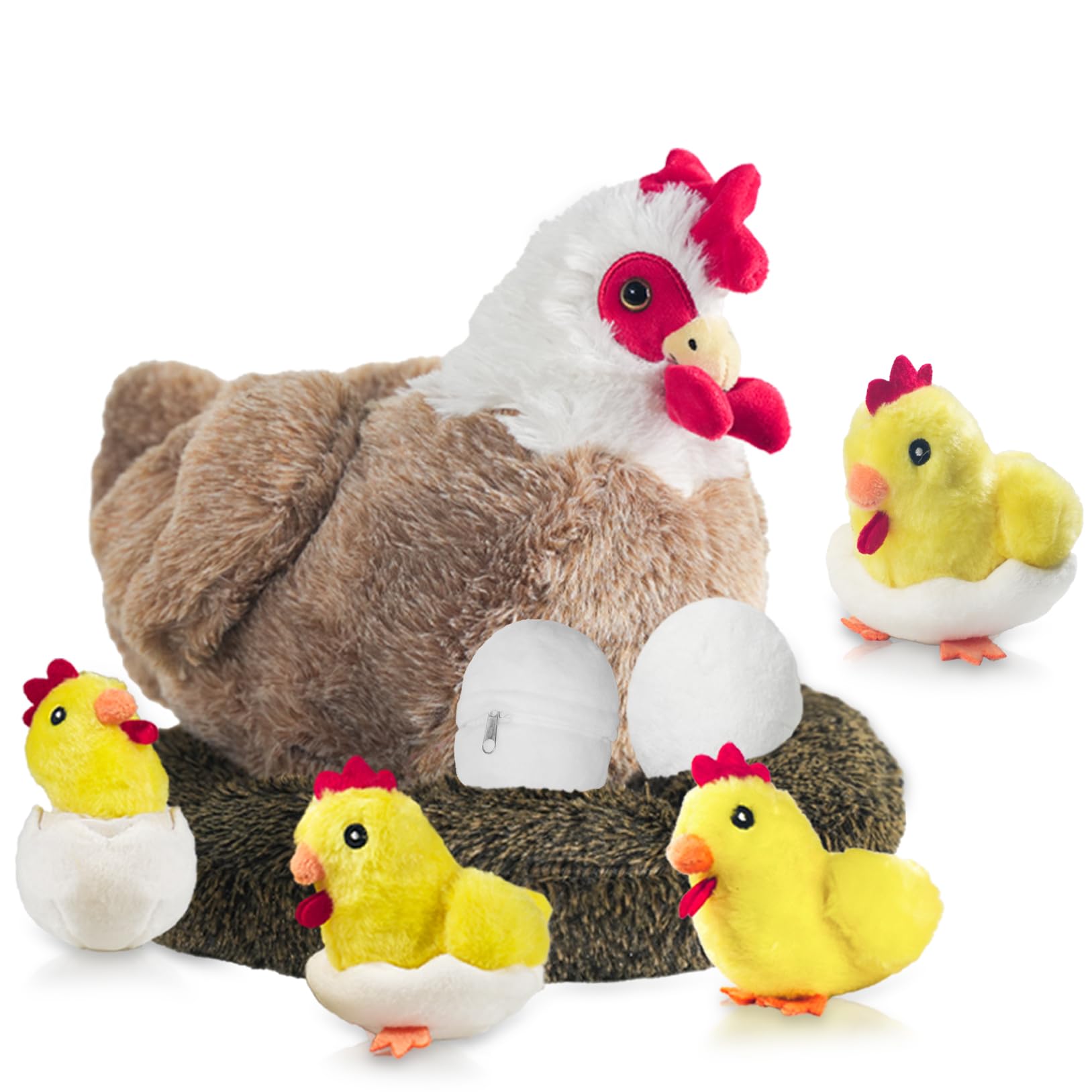 Youthfuljive 9 in 1 hen plush ready for hugs and pretend play.