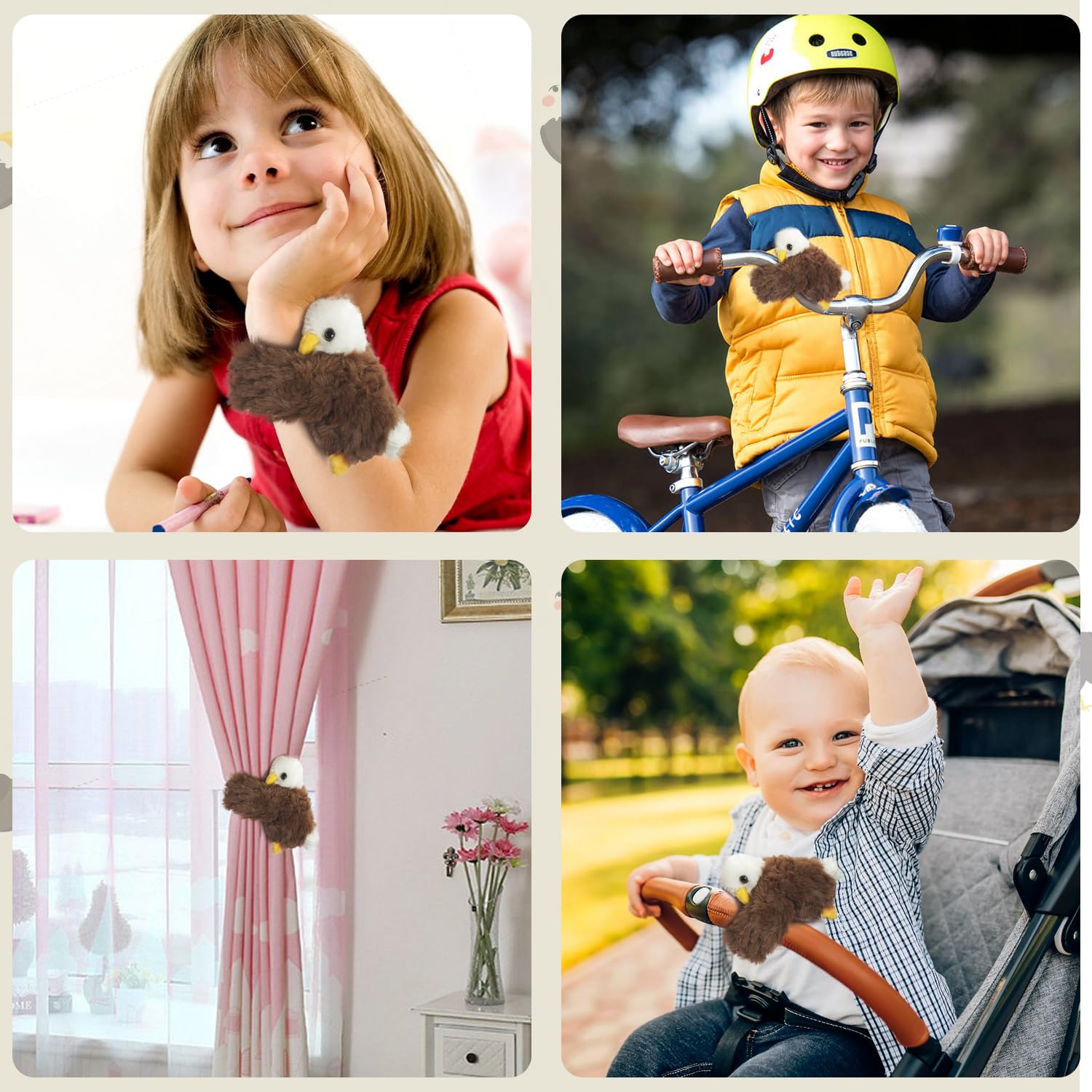 Youthfuljive bald eagle plush babies transform into slap bracelets for play