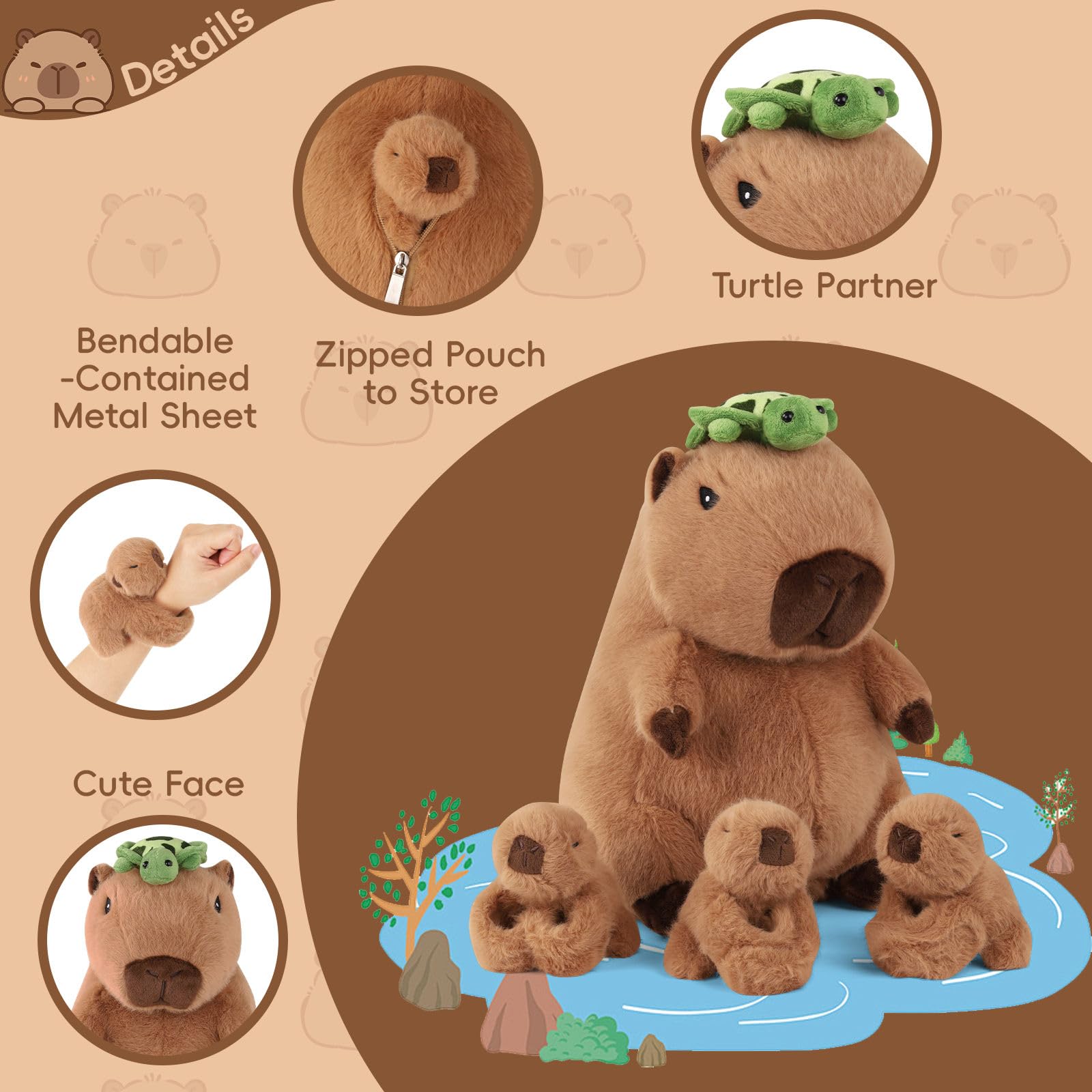 Youthfuljive capybara plush room decor adds playful charm