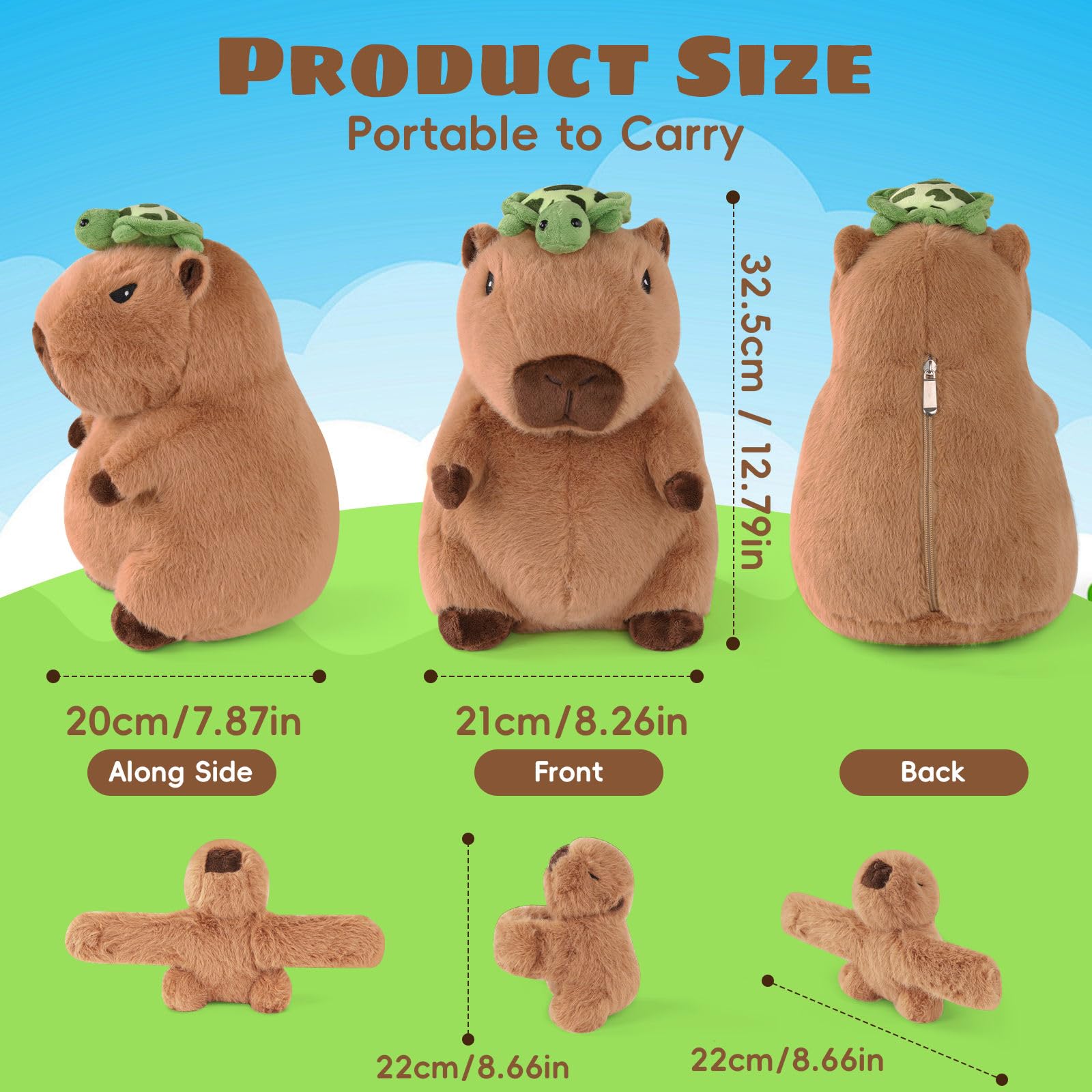 Youthfuljive capybara plush tummy zipper reveals surprises for kids