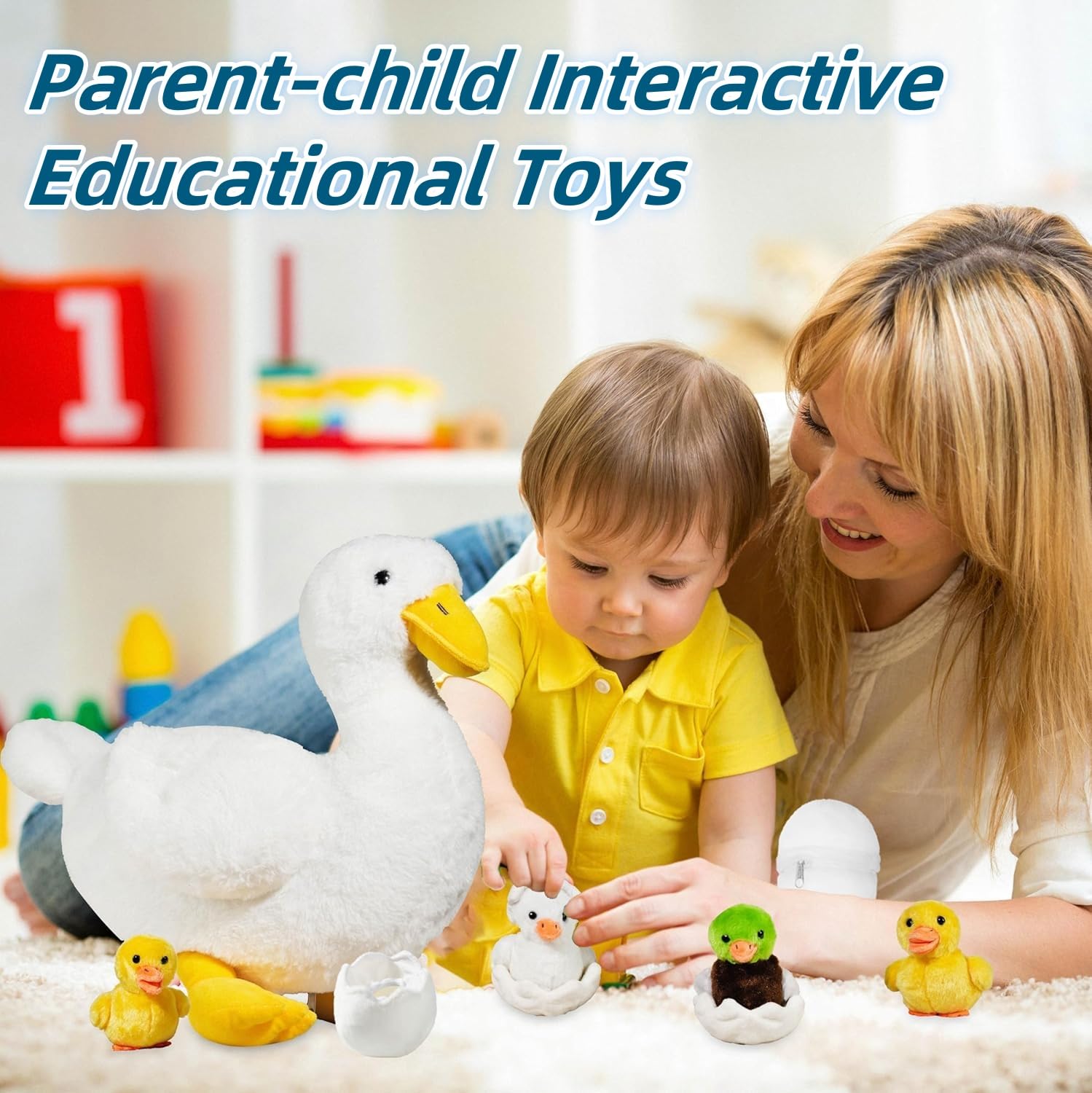 Youthfuljive soft fabric duck plush, inviting touch for kids.
