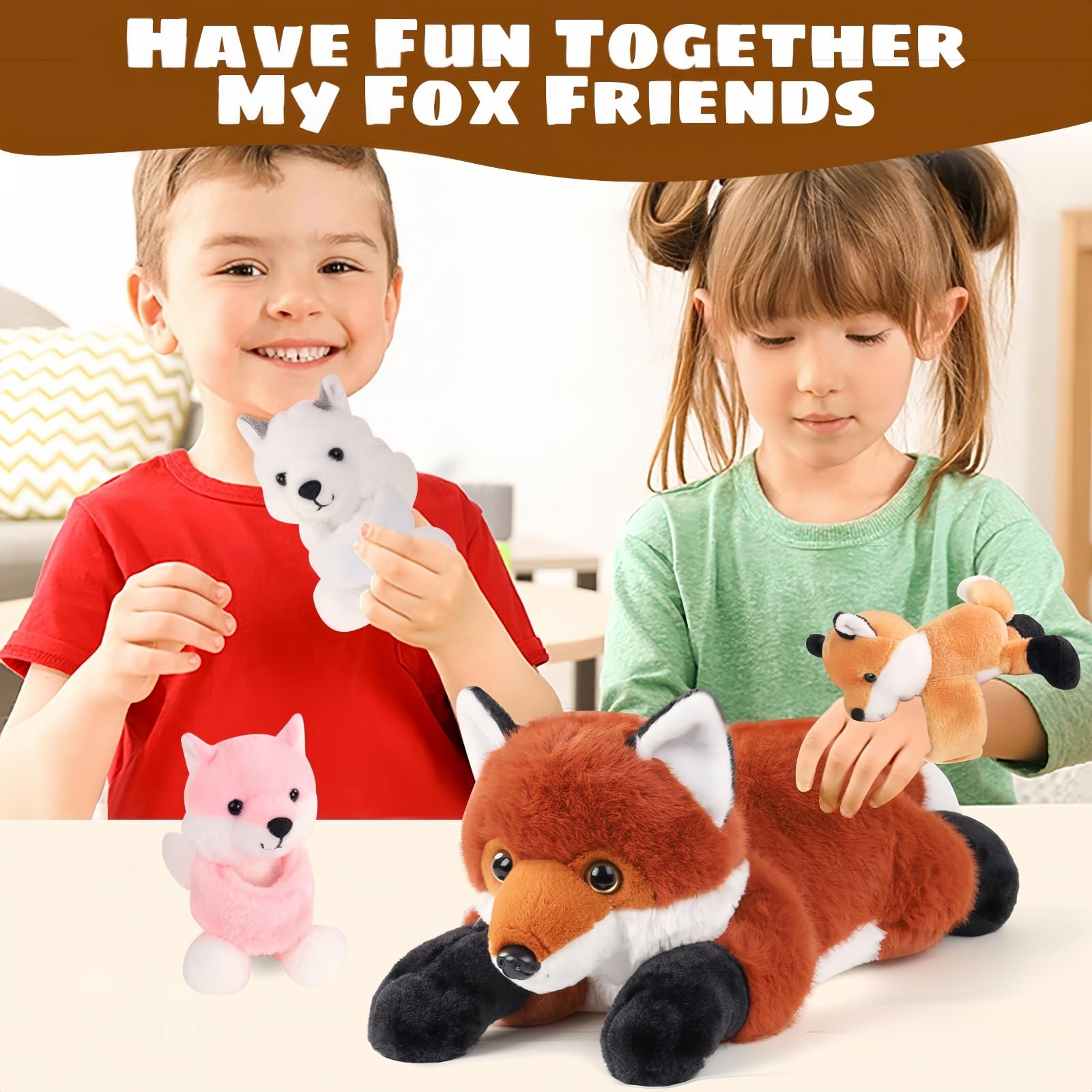 Youthfuljive fox plush slap bracelet converts into wearable fun.
