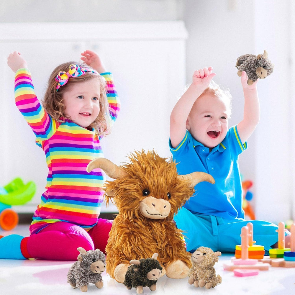 Youthfuljive Highland Cow plush baby white, versatile gift for birthdays and holidays