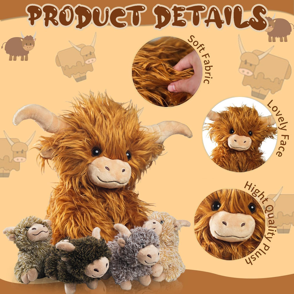 Youthfuljive Highland Cow plush pillow-large, large cuddle pillow for lounging