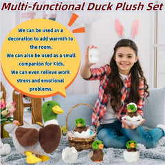 Youthfuljive Mallard family display plush enhances a cozy room vignette.