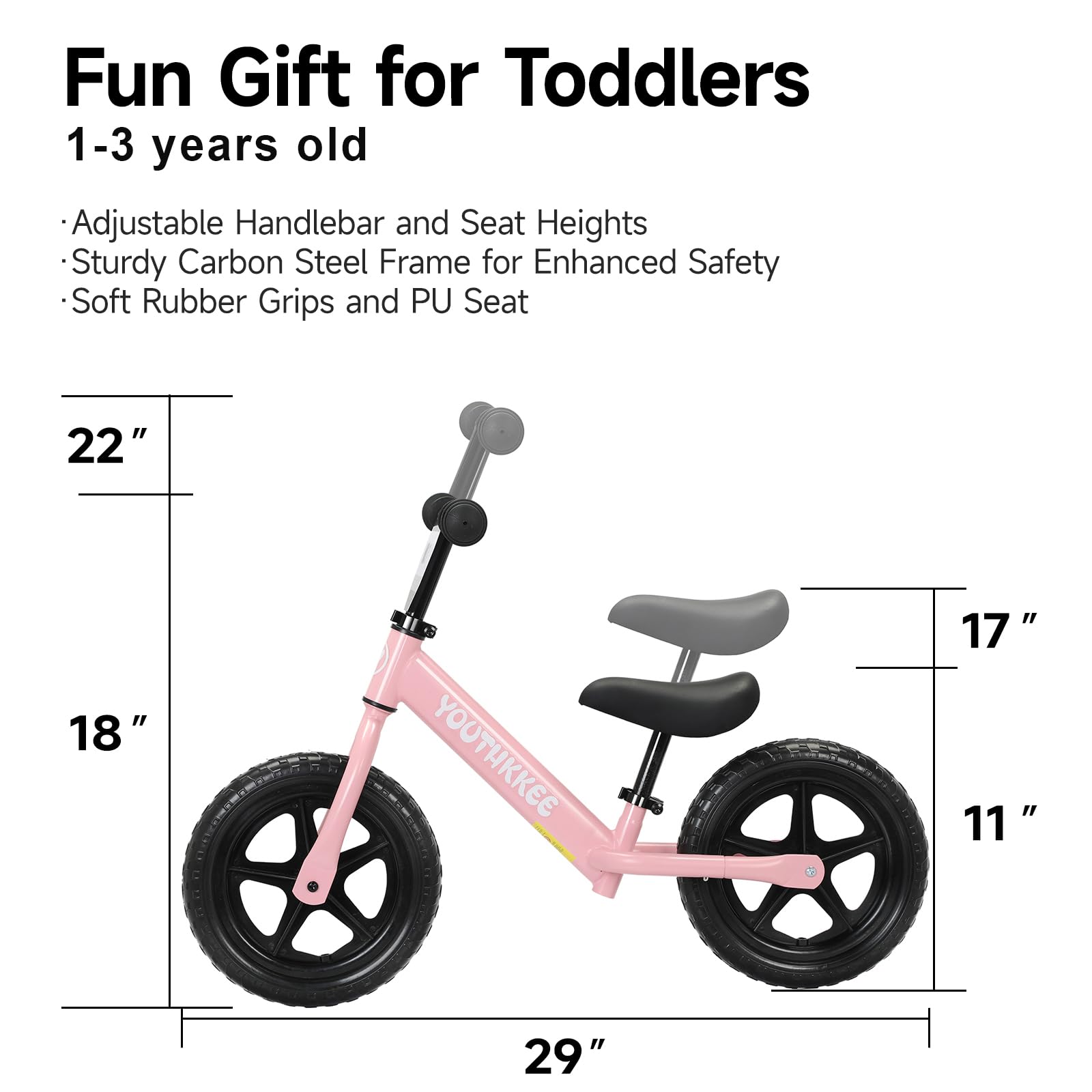 Youthkkee ergonomic handlebars and padded seat for comfortable extended rides